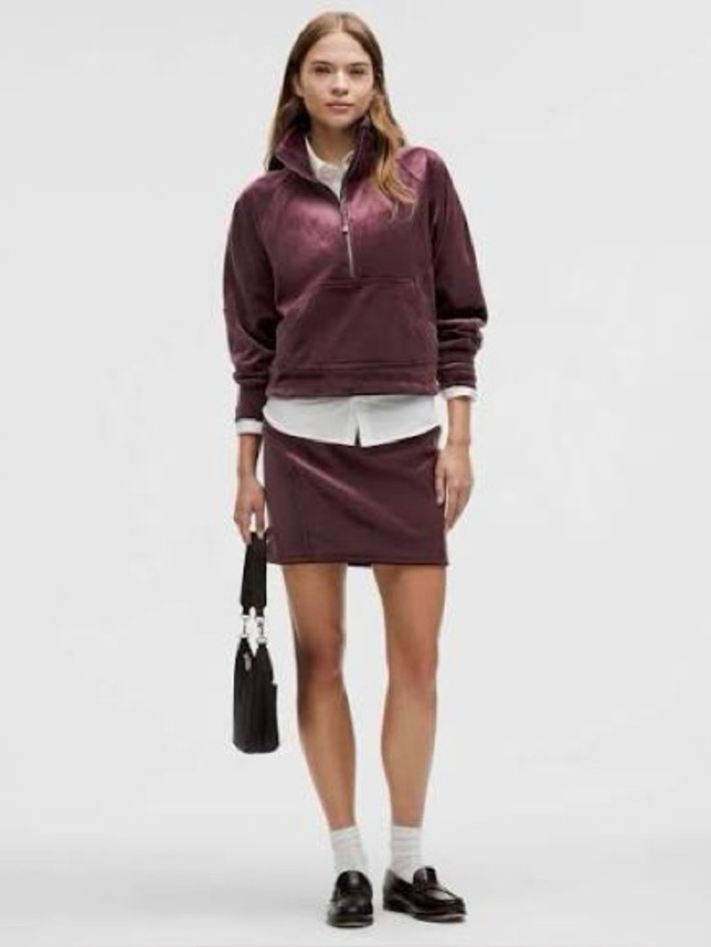 LULULEMON Scuba High Rise Mini Skirt Velvet in Garnet